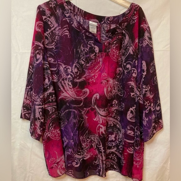 Just My Size Vibrant Pink and Purple Blouse - Picture 8 of 10